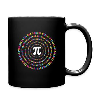 Colorful cycle for Pi Day with number spiral - Full Colour Mug - black - Right
