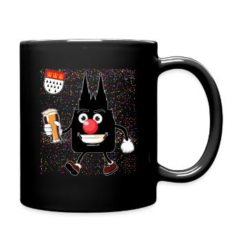 Karneval Kölner Dom mit Bier und Clownsnase - Tasse einfarbig - Schwarz - Rechts