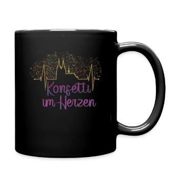 Fasching Konfetti Im Herzen Stadt Skyline - Tasse einfarbig - Schwarz - Rechts