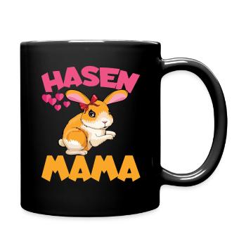 Cute bunny mom with hearts - Full Colour Mug - black - Right