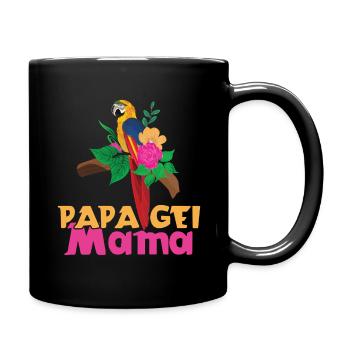Parrot Mom Tropical Flowers Style - Full Colour Mug - black - Right