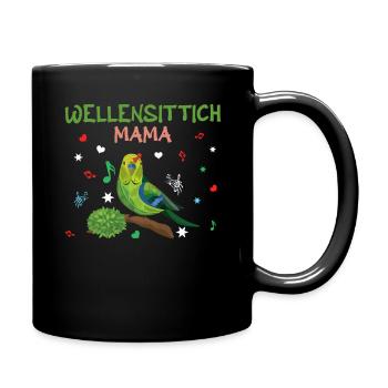 Wellensittich Mama Bunte Melodien - Tasse einfarbig - Schwarz - Rechts