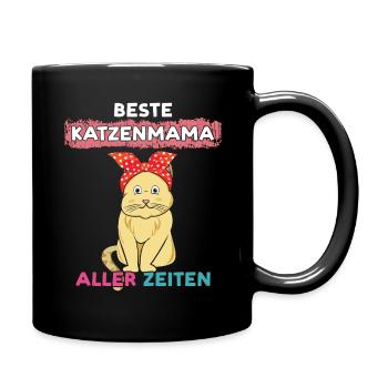 Beste Katzenmama Aller Zeiten Mit Niedlicher Katze - Tasse einfarbig - Schwarz - Rechts