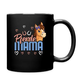 Pferde Mama Herz Hufeisen Kunst - Tasse einfarbig - Schwarz - Rechts