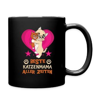 Beste Katzenmama Aller Zeiten Mit Herz Und Katzen - Tasse einfarbig - Schwarz - Rechts