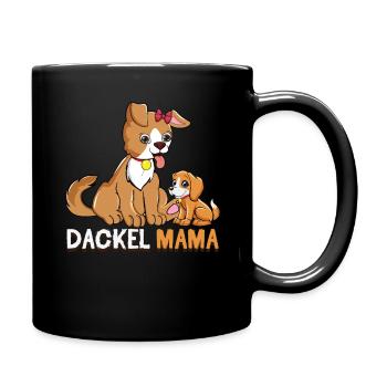 Mignon teckel maman avec illustration de chiot - Mug uni - noir - Droite