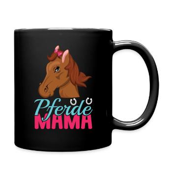 Pferde Mama Charmante Illustration Mit Pferdekopf - Tasse einfarbig - Schwarz - Rechts