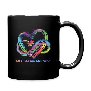 Autismus Liebe Braucht Keine Worte - Tasse einfarbig - Schwarz - Rechts