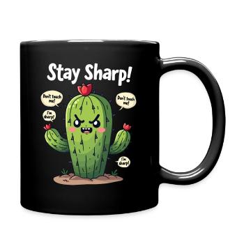 Stay Sharp - Lustiger Kaktus - Tasse einfarbig - Schwarz - Rechts
