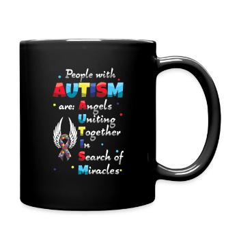 Autism angels unite in search of - Full Colour Mug - black - Right
