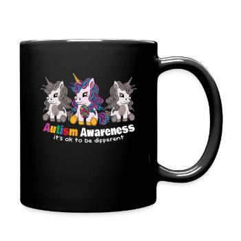 Autism Awareness It's okay to be different - Full Colour Mug - black - Right