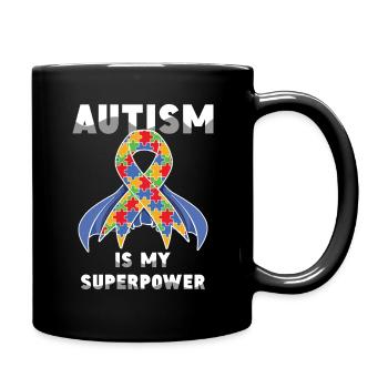 Autism is my superpower band - Full Colour Mug - black - Right