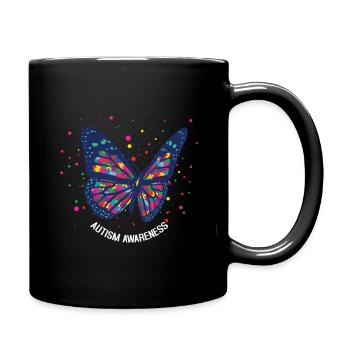 Autism Butterfly Puzzle Diversity Awareness - Full Colour Mug - black - Right