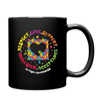 Autismus Respekt Liebe Unterstützung Inklusion - Tasse einfarbig - Schwarz - Rechts