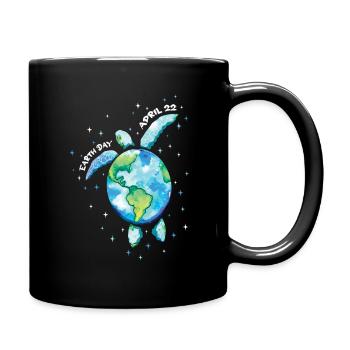 Tag der Erde April 22 Schildkröte - Tasse einfarbig - Schwarz - Rechts