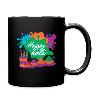 Holi Festival Farbenfrohes Happy Holi Erlebnis - Tasse einfarbig - Schwarz - Rechts