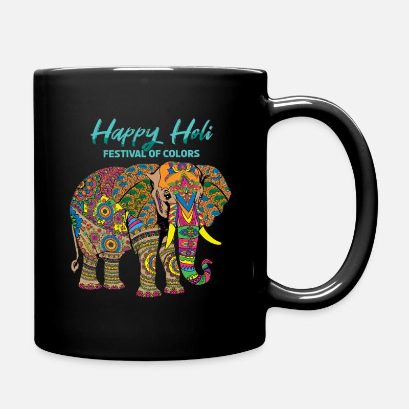 Happy Holi Festival Der Farben Elefant - Tasse einfarbig - Schwarz