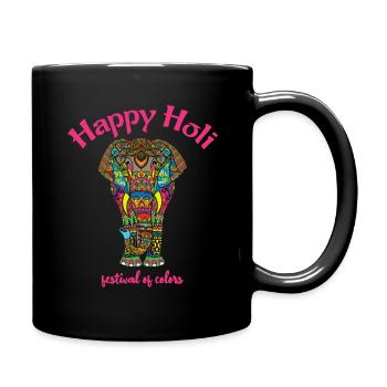 Happy Holi Festival of Colors Elephant - Full Colour Mug - black - Right