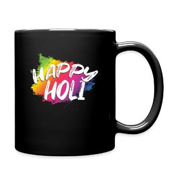 Happy Holi Farbenfrohes Holi Festival Motiv - Tasse einfarbig - Schwarz - Rechts