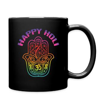 Holi Festival Happy Holi Hand Motif - Full Colour Mug - black - Right
