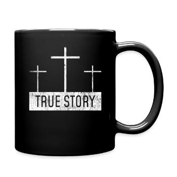 Ostern True Story Kreuz Symbolik - Tasse einfarbig - Schwarz - Rechts