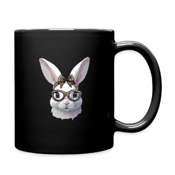Easter bunny with glasses and bow - Full Colour Mug - black - Right