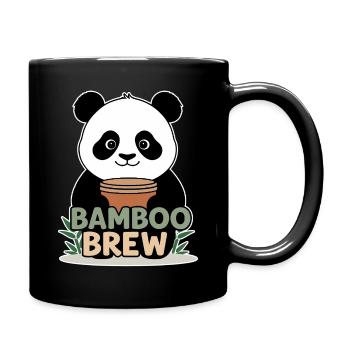 Bamboo Brew - Panda mit Kaffee - Tasse einfarbig - Schwarz - Rechts