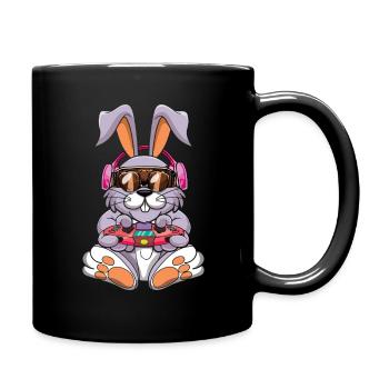 Lapin de Pâques de jeu avec écouteurs Pâques - Mug uni - noir - Droite