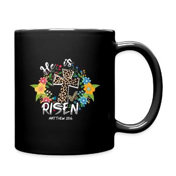 Easter He Is Risen Matthew 28:6 - Full Colour Mug - black - Right