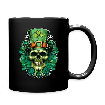 St Patrick's Day Skull with Shamrock and Top Hat - Full Colour Mug - black - Right