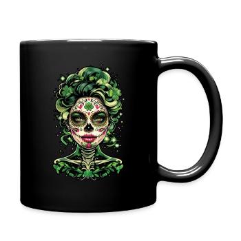 Faszinierende St Patricks Day Calavera Kunst - Tasse einfarbig - Schwarz - Rechts
