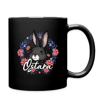 Ostara Bunny with Flower Wreath Magical Spring - Full Colour Mug - black - Right