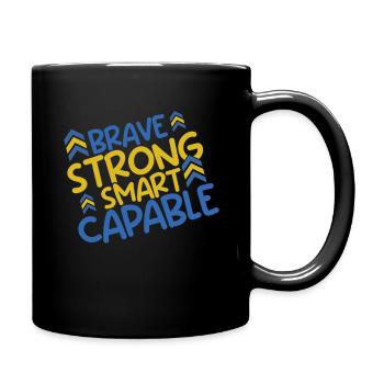 Down Syndrome: Brave Strong Smart Capable - Full Colour Mug - black - Right