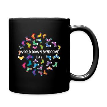 World Down Syndrome Tag Colorful Socks Pattern Design - Full Colour Mug - black - Right