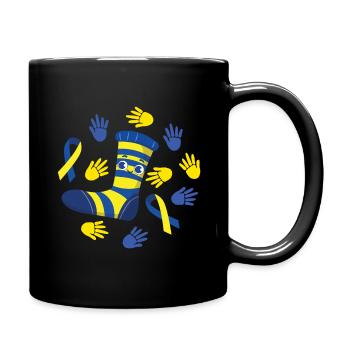 Fröhliche Socken für Down Syndrom Unterstützung - Tasse einfarbig - Schwarz - Rechts