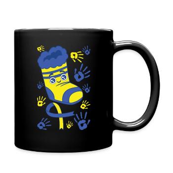 Chaussettes et empreintes de mains heureuses pour le syndrome de Down - Mug uni - noir - Droite
