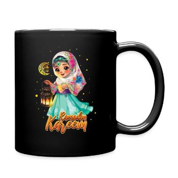 Eid Mubarak Mädchen Mit Laterne Ramadan Kareem - Tasse einfarbig - Schwarz - Rechts