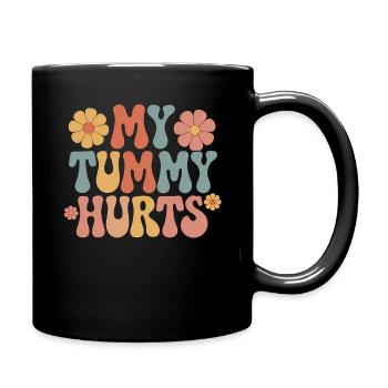 Stomach ache funny flower design - Full Colour Mug - black - Right