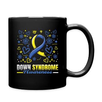 Down Syndrom Bewusstsein Mit Herzblumen - Tasse einfarbig - Schwarz - Rechts