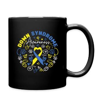 Down Syndrome Awareness Heart Yellow Ribbon - Full Colour Mug - black - Right