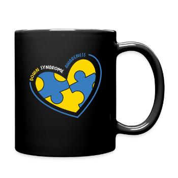 Down Syndrom Bewusstsein Herz Puzzle - Tasse einfarbig - Schwarz - Rechts