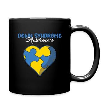 Down Syndrom Bewusstsein Herz Puzzle - Tasse einfarbig - Schwarz - Rechts