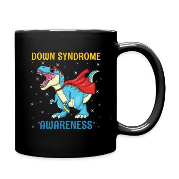 Dinosaur Superhero Down Syndrome Awareness - Full Colour Mug - black - Right