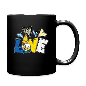 Liebe Gnom Down Syndrom Design - Tasse einfarbig - Schwarz - Rechts