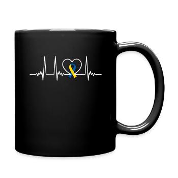 Battement de cœur avec bande trisomique - Mug uni - noir - Droite
