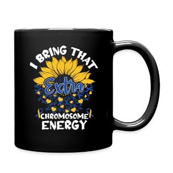 I bring this extra chromosome energy down with it - Full Colour Mug - black - Right