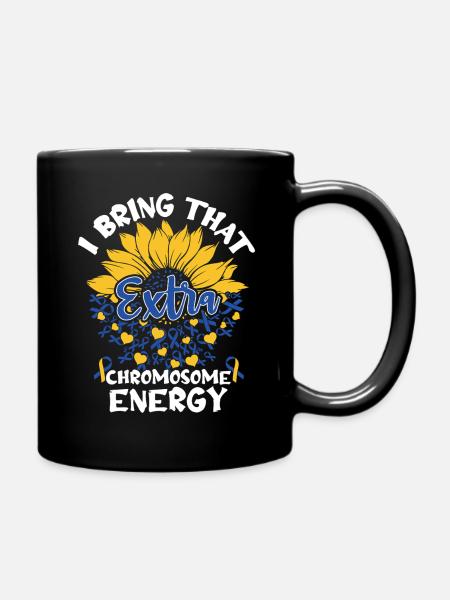 I bring this extra chromosome energy down with it - Full Colour Mug - black