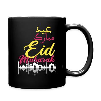 Eid Mubarak Feierliche Grüße Moschee Design - Tasse einfarbig - Schwarz - Rechts