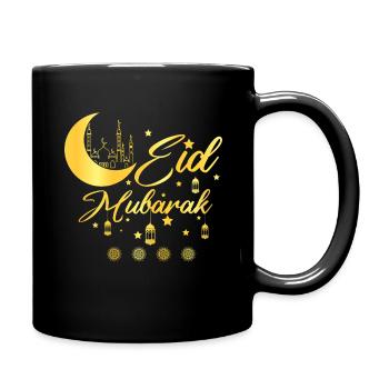 Eid Mubarak Golden Mosque Moon Stars - Full Colour Mug - black - Right