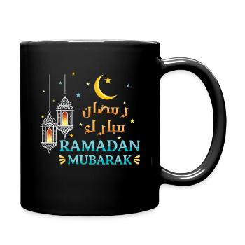 Aïd Moubarak Ramadan Moubarak avec des lanternes et la lune - Mug uni - noir - Droite